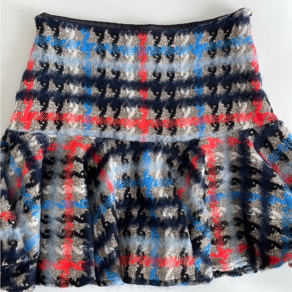 Milly Plaid Alpaca Blend Metallic Ruffle Mini Skirt size 6 - Picture 4 of 7